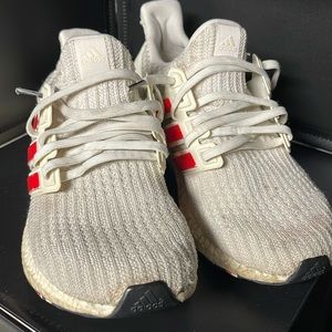 Adidas ultra boost size 9, white with red stripes